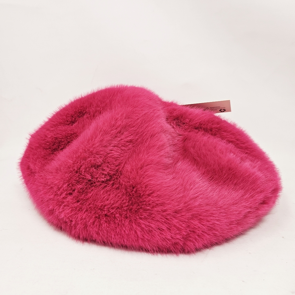 Hot Pink Fuchsia Faux Fur Beret Hat for Women Cozy and Chic NWT - Picture 5 of 5